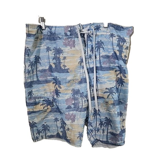 Adam Levine Blue Hawaiian Beach Swimming Swim Trunks Board Shorts Men's Size XL - Picture 1 of 3
